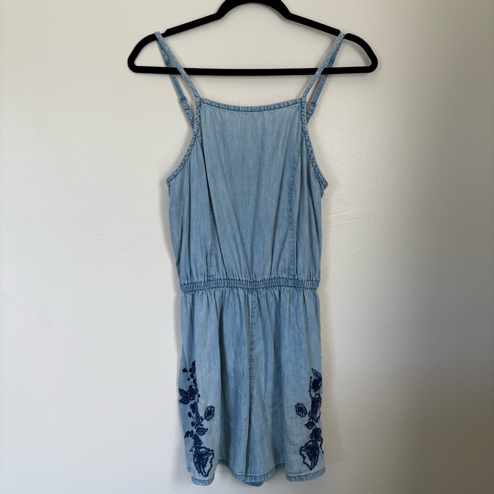 Mossimo | Denim Embroidered Romper | Size Small